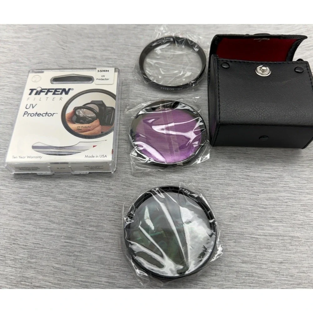 Tiffen Zeikos 55mm Lens Filter Set UV Protector CPL FL-D with Case 4pc Kit